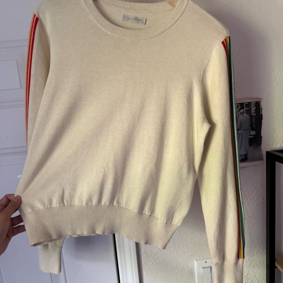 Outerknown cream ivory organic cotton rainbow striped long sleeve sweater - Picture 3 of 6